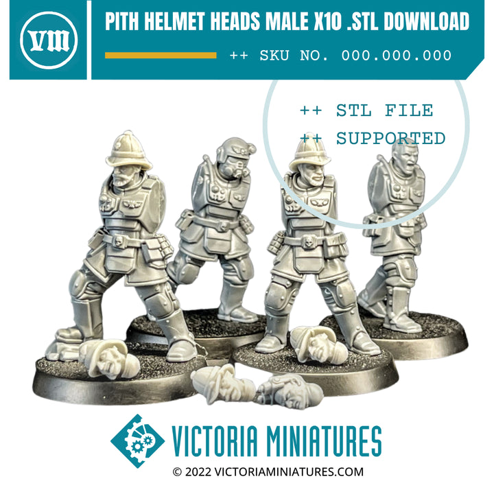 Pith Helmet Heads Male for plastic Kasrkin - Only-Games