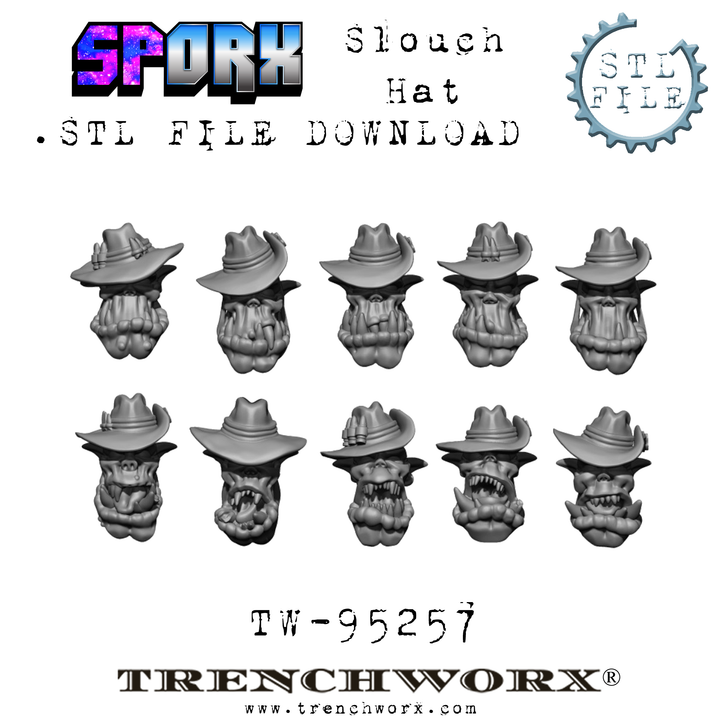 SpOrx Orc Slouch Hat Heads .STL - Only-Games