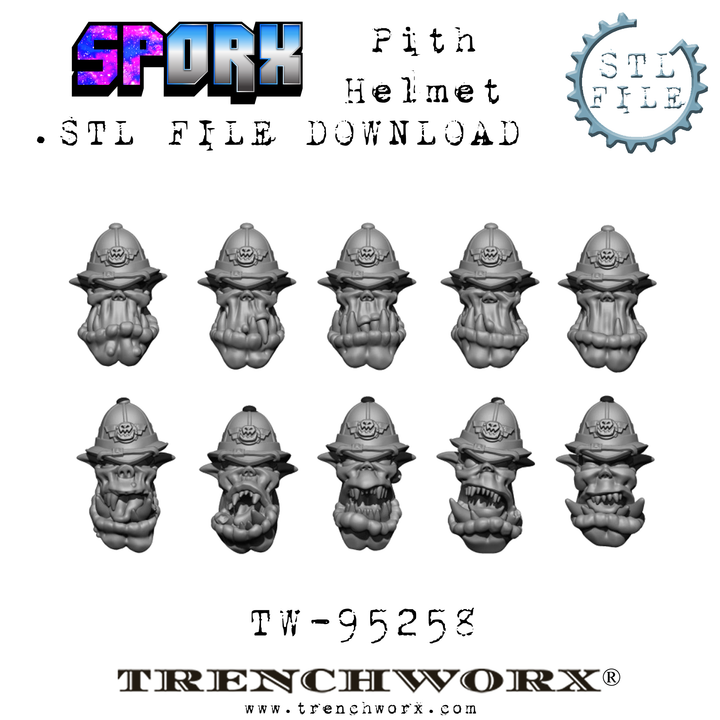 SpOrx Orc Pith Helmet Heads .STL - Only-Games