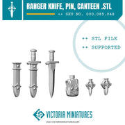 Ranger Knife, Pin and Canteen .STL - Only-Games
