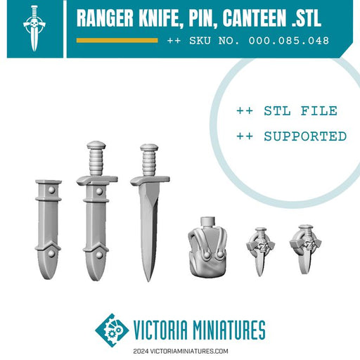 Ranger Knife, Pin and Canteen .STL - Only-Games