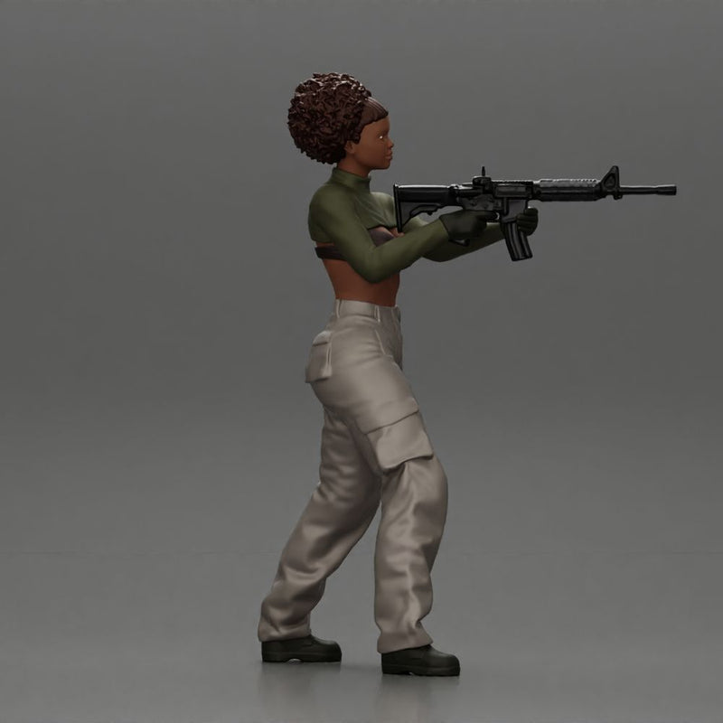 Armed black girl going to shoot a gun in bra - Only-Games