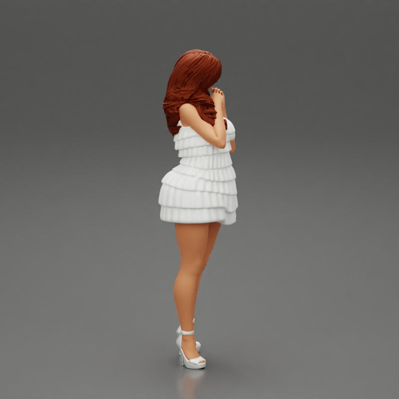 Beautiful woman with long hair standing and posing in fashion summer dress - Only-Games