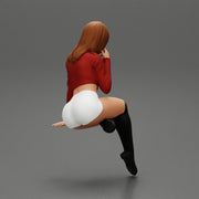 Sexy Girl In Short And Boots Sitting On a chair - Only-Games