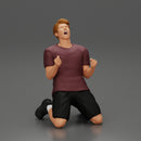 tennis player holding racket sits in celebration of his victory - Only-Games