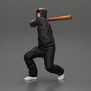 Gangster homie in hoodie Holding Baseball Bat Ready For A Hit - Only-Games