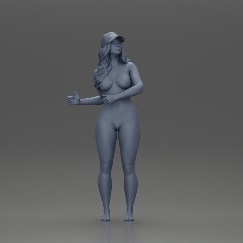 Naked girl standing in cap