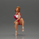 Casual elegance in red overalls and stylish silver heels - Only-Games