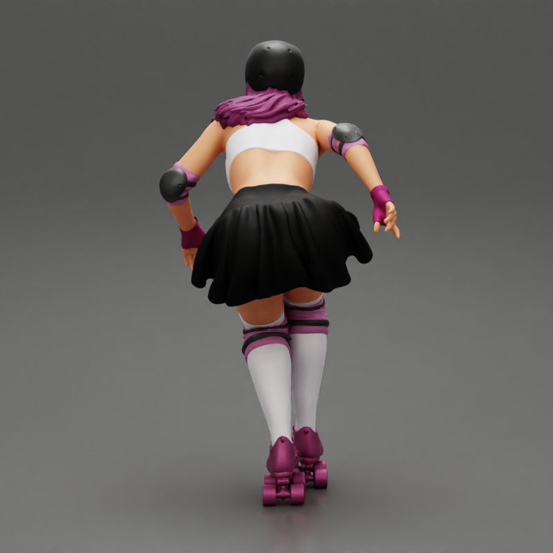 roller derby girl rolling fast with helmet - Only-Games