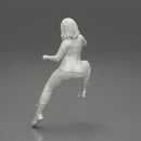 beautiful woman in jacket sitting and driving a motorbike - Only-Games