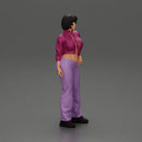 attractive girl with short hair posing in a mini open jacket and pants - Only-Games