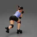 Derby girl speed skating around the bend fast - Only-Games