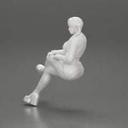 Sexy girl sitting with crossed legs  n boots and mini skirt  with long pigtails - Only-Games