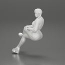 Sexy girl sitting with crossed legs  n boots and mini skirt  with long pigtails - Only-Games