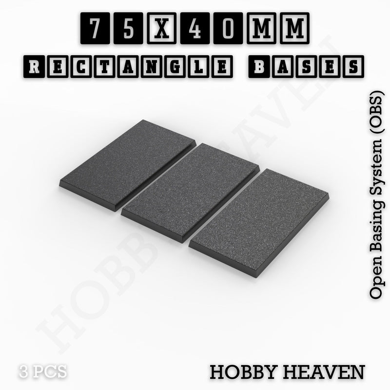 Rectangle Bases Range Sizes - 75x30mm to 125x40mm Medium Sizes 3d Print Full Range Tabletop Games - Only-Games
