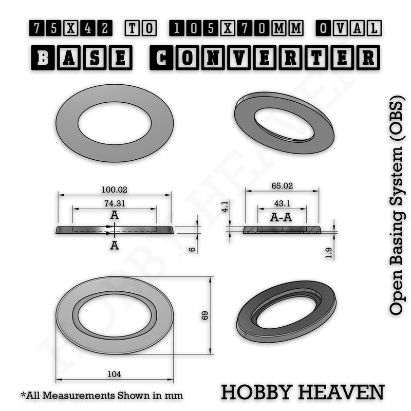 Oval To Oval Bases Size Converters 3d Print Full Range - Only-Games