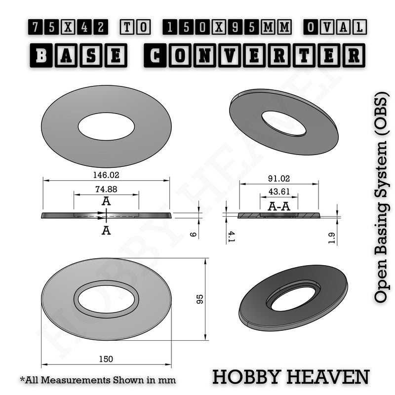 Oval To Oval Bases Size Converters 3d Print Full Range - Only-Games