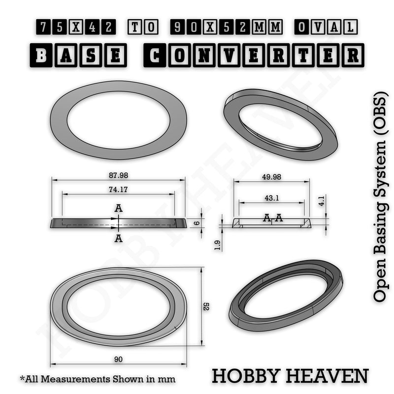 Oval To Oval Bases Size Converters 3d Print Full Range - Only-Games