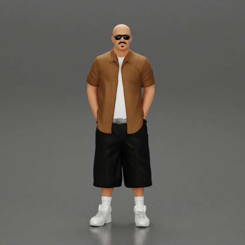 gangster standing in short and open shirt with sunglasses - Only-Games