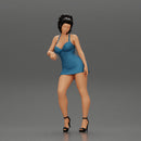 Sexy girl in mini dress Leaning Against Car on the beach - Only-Games