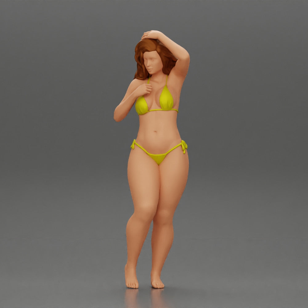 Sexy girl in bikini standing and covering her body by towel - 3dgminiatures  - Miniatures by Only-Games.co
