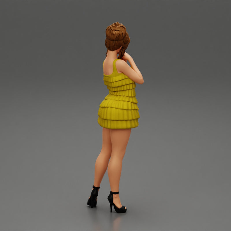 Sexy woman standing and posing and in fashion summer dress - Only-Games
