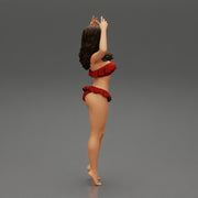 Hot beautiful woman in bikini standing with her arms raised up - Only-Games