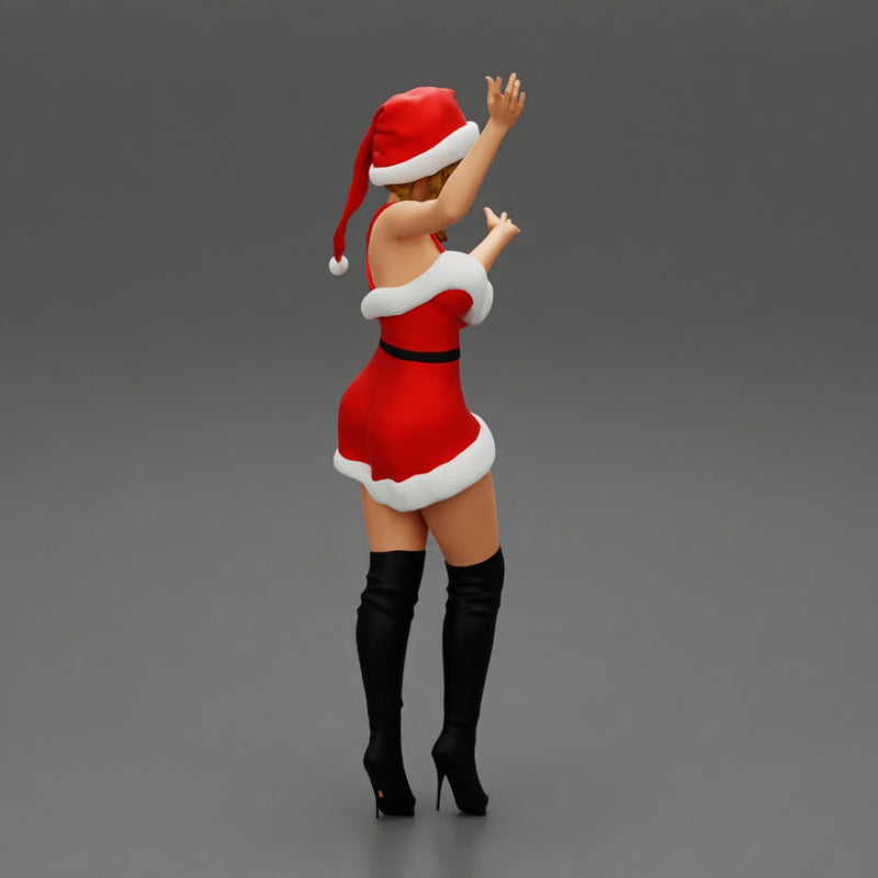 Lovely Santa Girl in Christmas Dress Posing - Only-Games