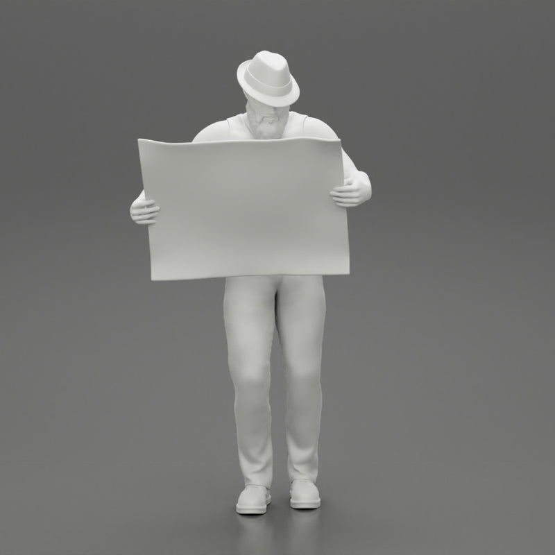 Young Man in hat with beard Holding Map And Looking At it - Only-Games