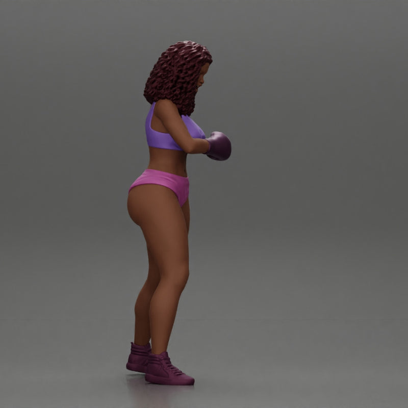 Black girl with curly hair boxing winning and screaming at the losing girl