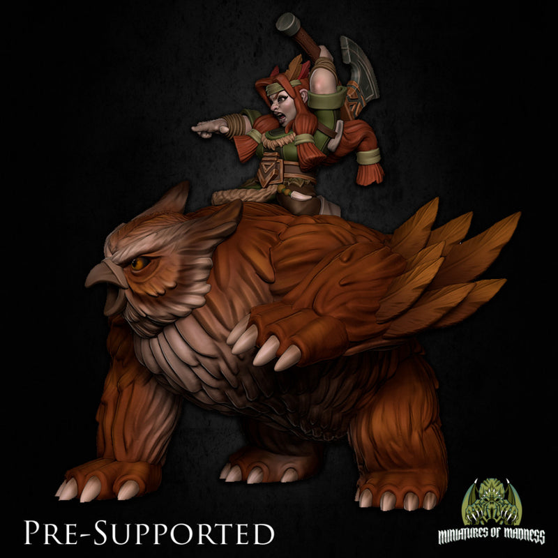 Lesna Branchutter Owlbear Raider [PRE-SUPPORTED] Female Dwarf Druid Barbarian - Only-Games