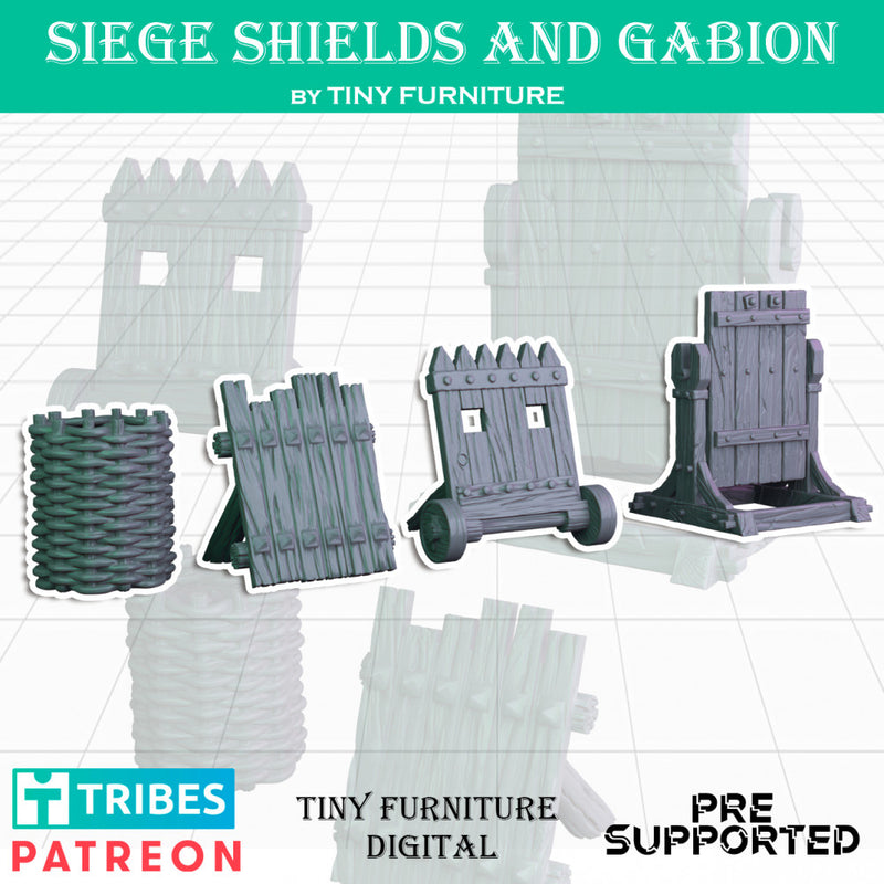 Siege shields and a gabion (Medieval Artillery) - Only-Games