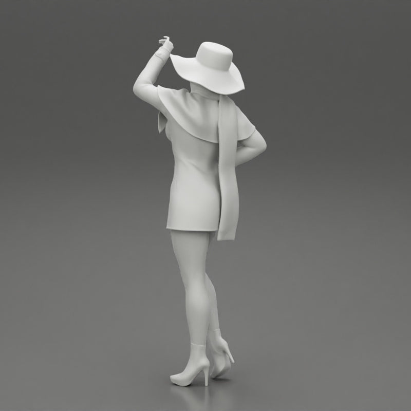 girl in christmas costume with hat standing and posing - Only-Games