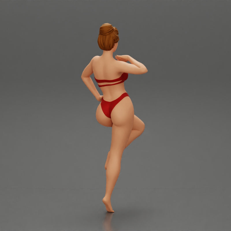 Sexy Woman In bikini posing and Standing On One Leg - Only-Games