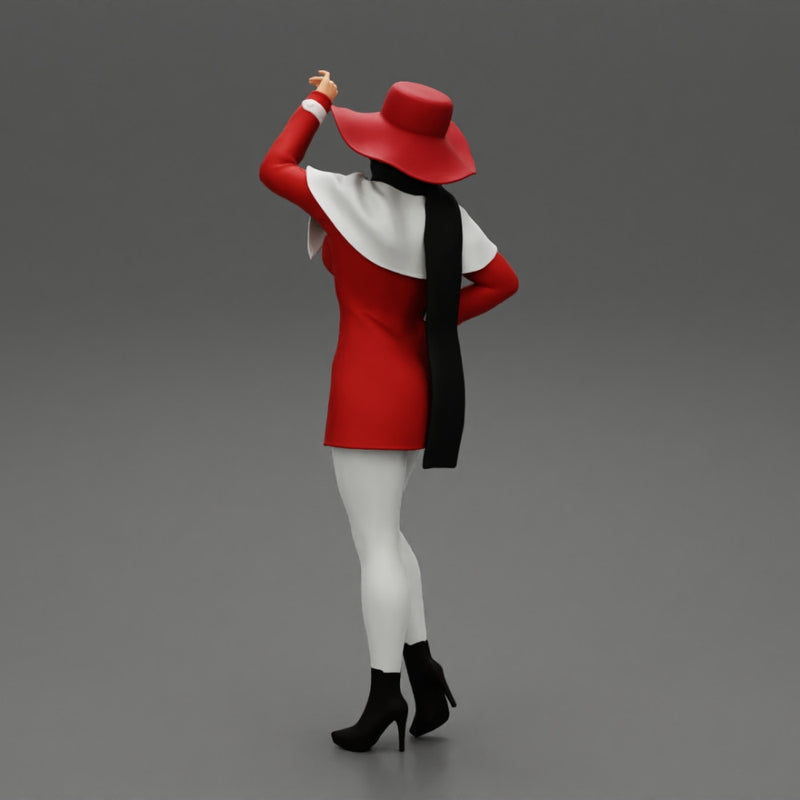 girl in christmas costume with hat standing and posing - Only-Games