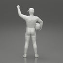 motorbiker celebrates and hold his helmet - Only-Games