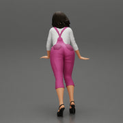 Sexy girl in overalls leans against the car with her hands - Only-Games