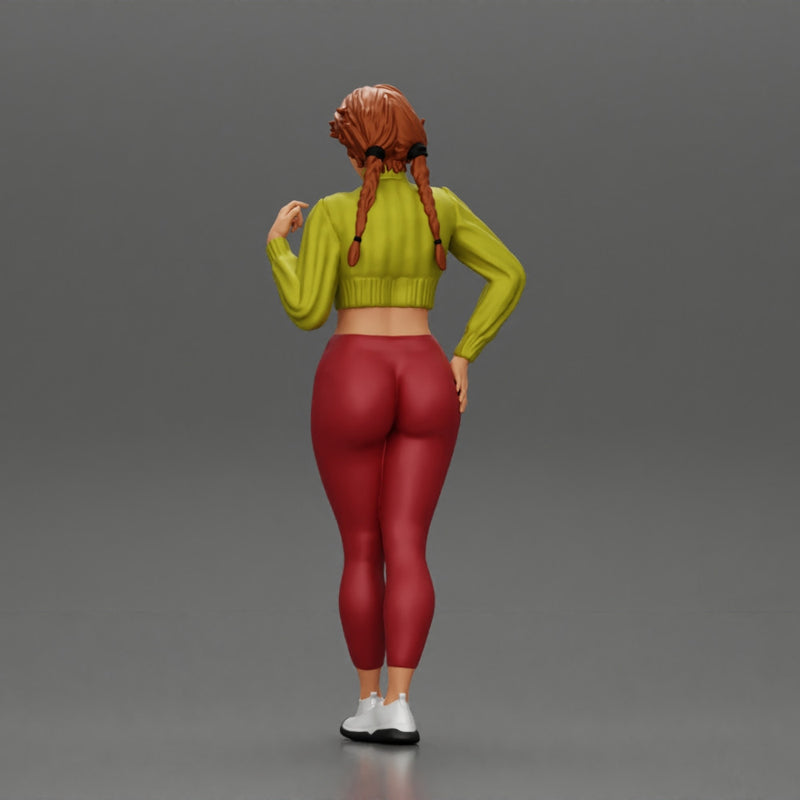 Beautiful woman with pigtails hair in mini shirt - Only-Games