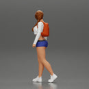 sexy girl walking in shorts and mini short and backpack - Only-Games