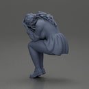 sad girl in a puff-sleeve shirt sitting and crying with her hands covering her face - Only-Games