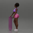 Black girl With Curly Hair Standing With Skateboard 2 - Only-Games