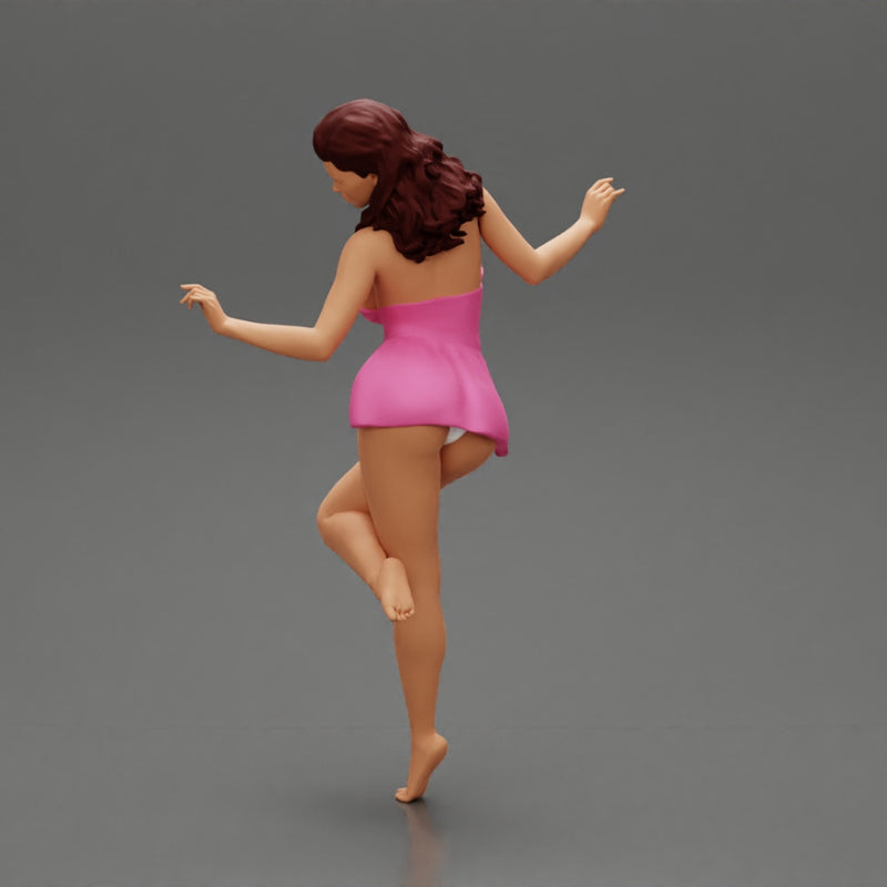 Sexy Woman In Dress Having Fun Holding One Leg - Only-Games