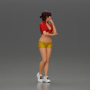 sexy girl in mini shirt and shorts standing and contemplating - Only-Games