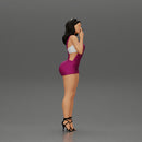 sexy girl in mini overalls posing smoking cigarette on the beach - Only-Games