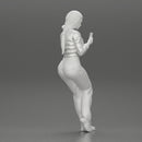 beautiful woman in a leather jacket sitting using a phone - Only-Games