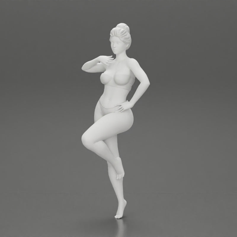 Sexy Woman In bikini posing and Standing On One Leg - Only-Games