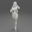 Pretty Woman in Leather Jacket and neck warmer - Only-Games