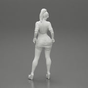 Sexy woman in bra and mini shirt undressing her shorts - Only-Games
