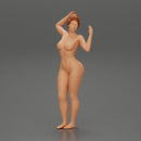 Naked girl posing and riding on the surfboard at the beach - Only-Games