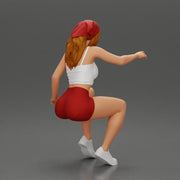 girl sitting in shorts and a scarf hair wants to grab something - Only-Games